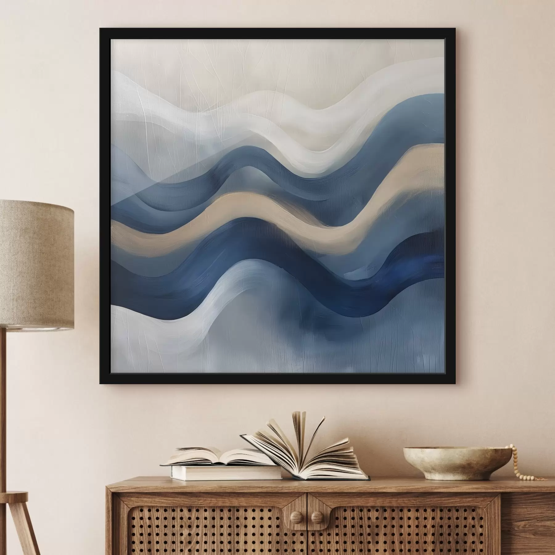 Fotobehang blauwe en beige lijnen f40242