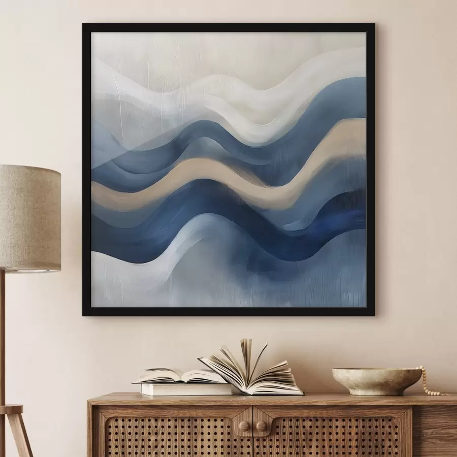 Fotobehang blauwe en beige lijnen f40242