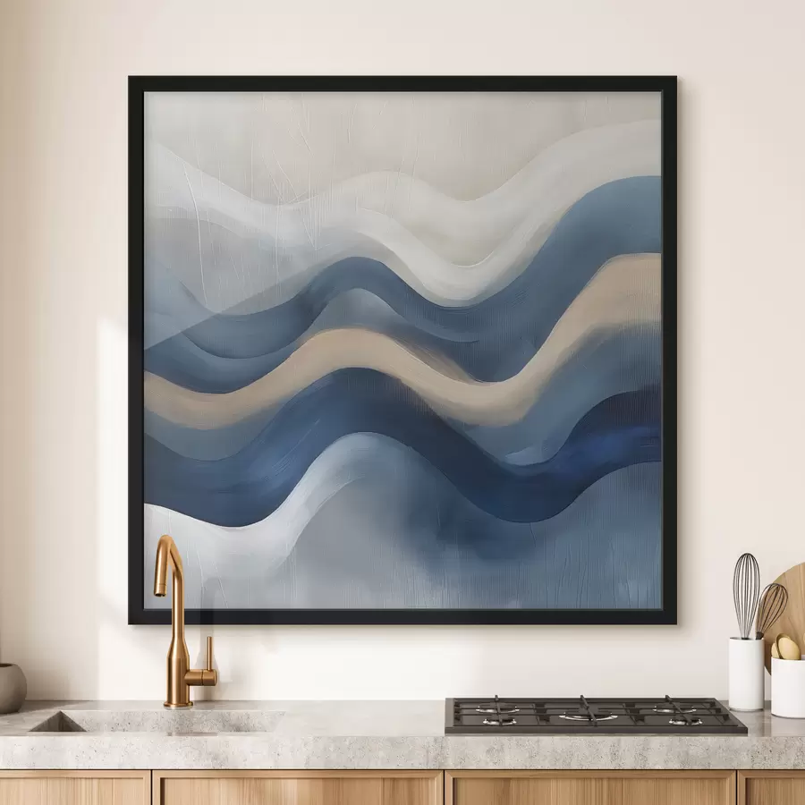 Fotobehang blauwe en beige lijnen f40242