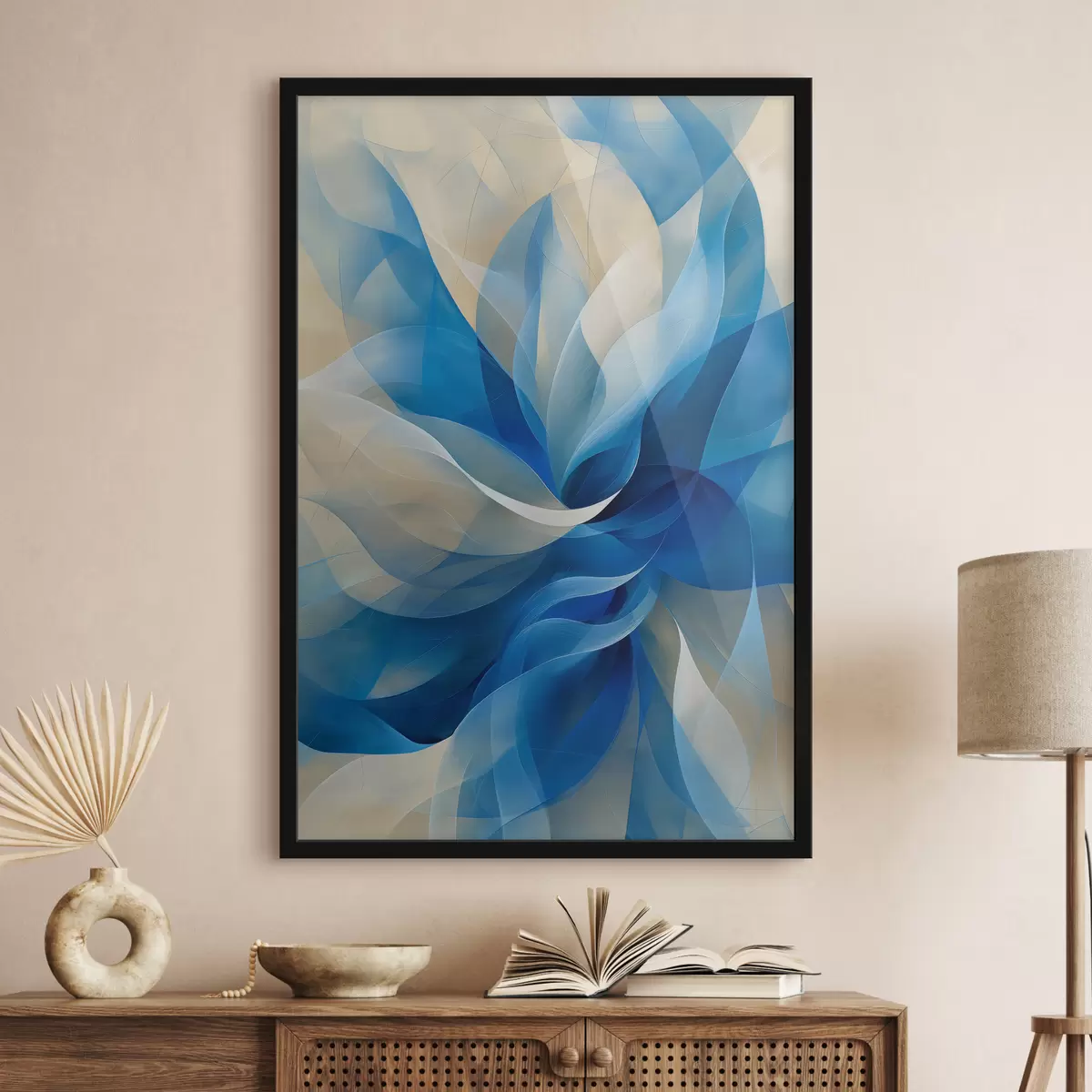 Poster blauwe abstracte bloem f40243