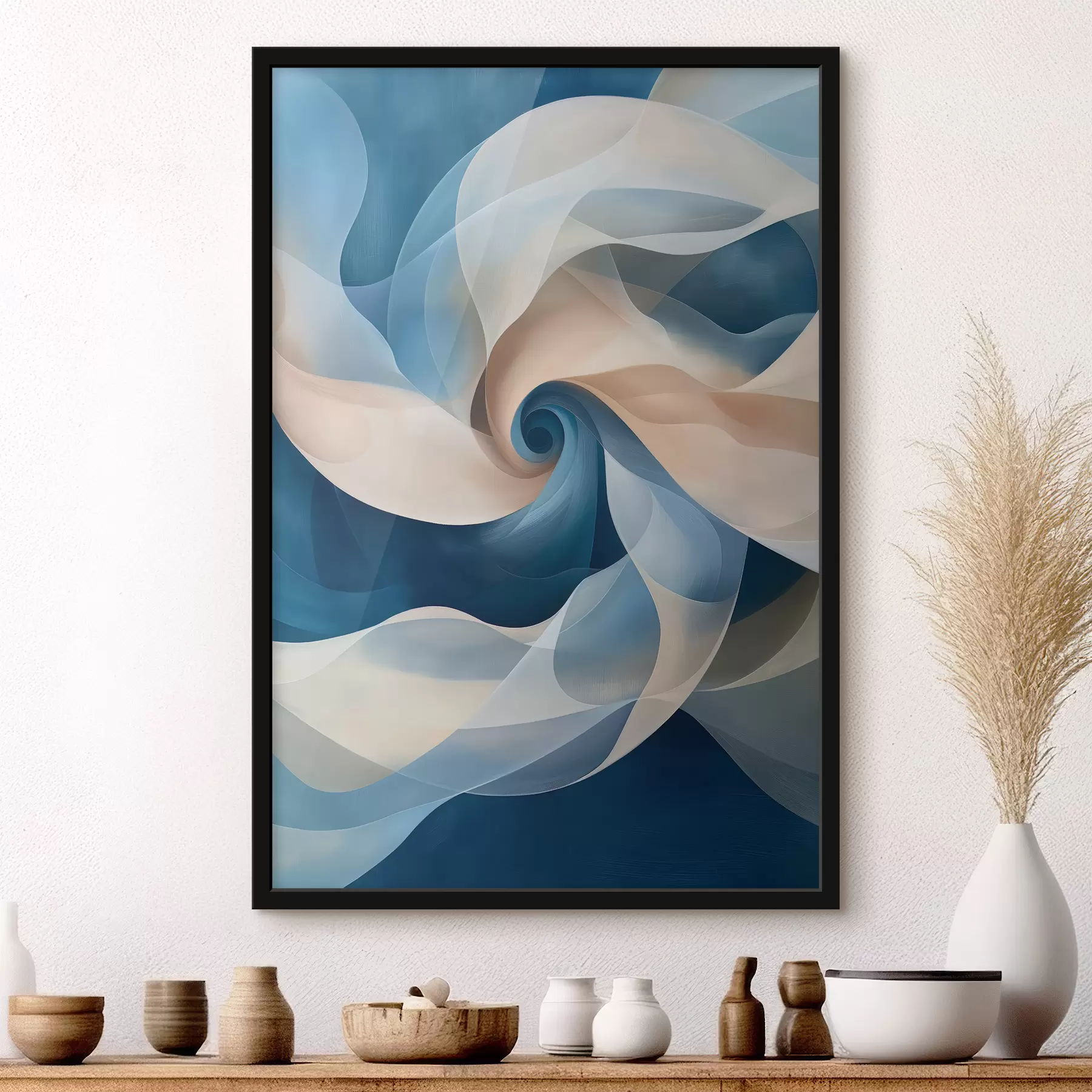 Papier peint photo vortex abstrait beige-bleu f40249