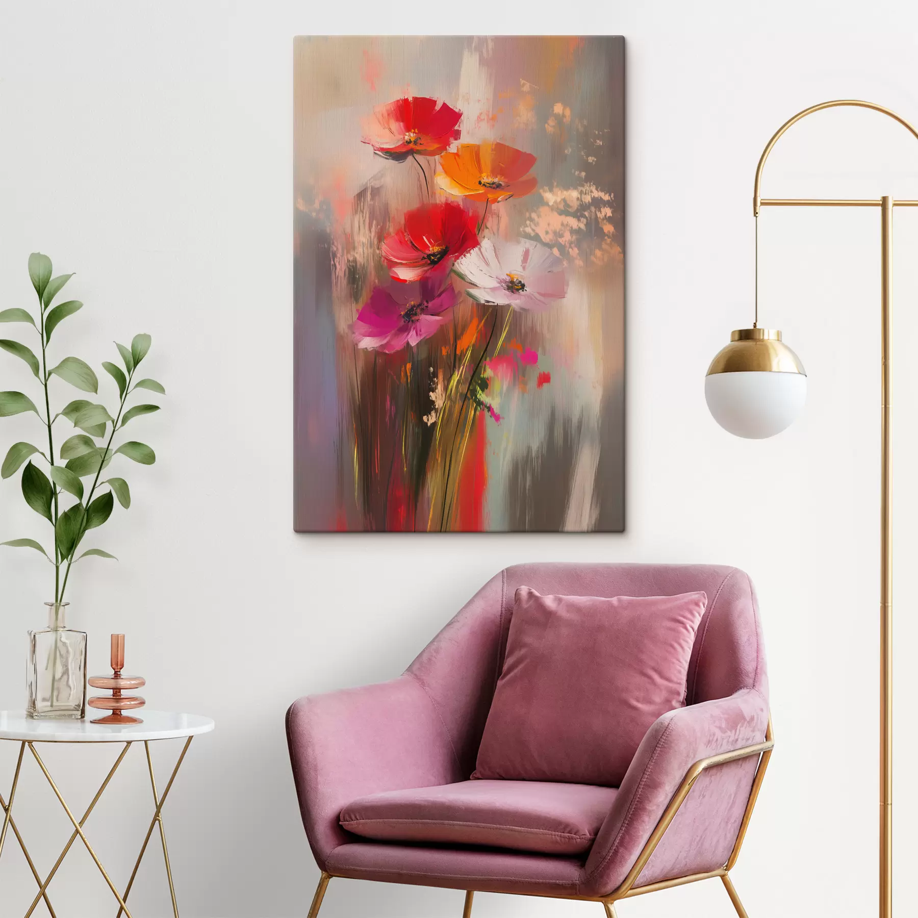 Papier peint photo Fleurs lumineuses abstraites avec des coups de pinceau s40283