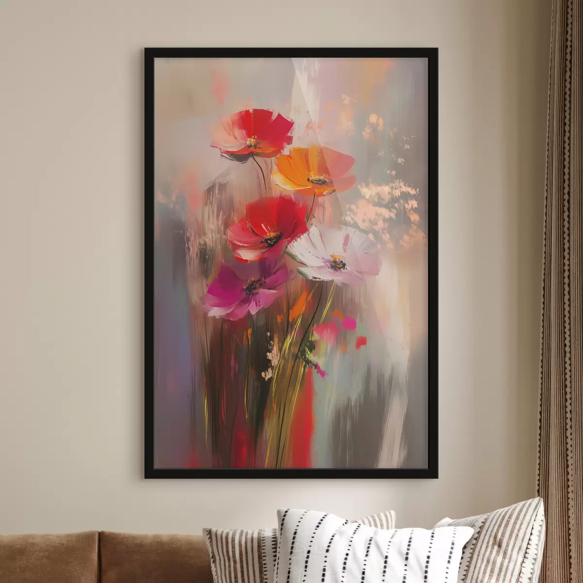 Affiche Fleurs lumineuses abstraites avec des coups de pinceau f40283