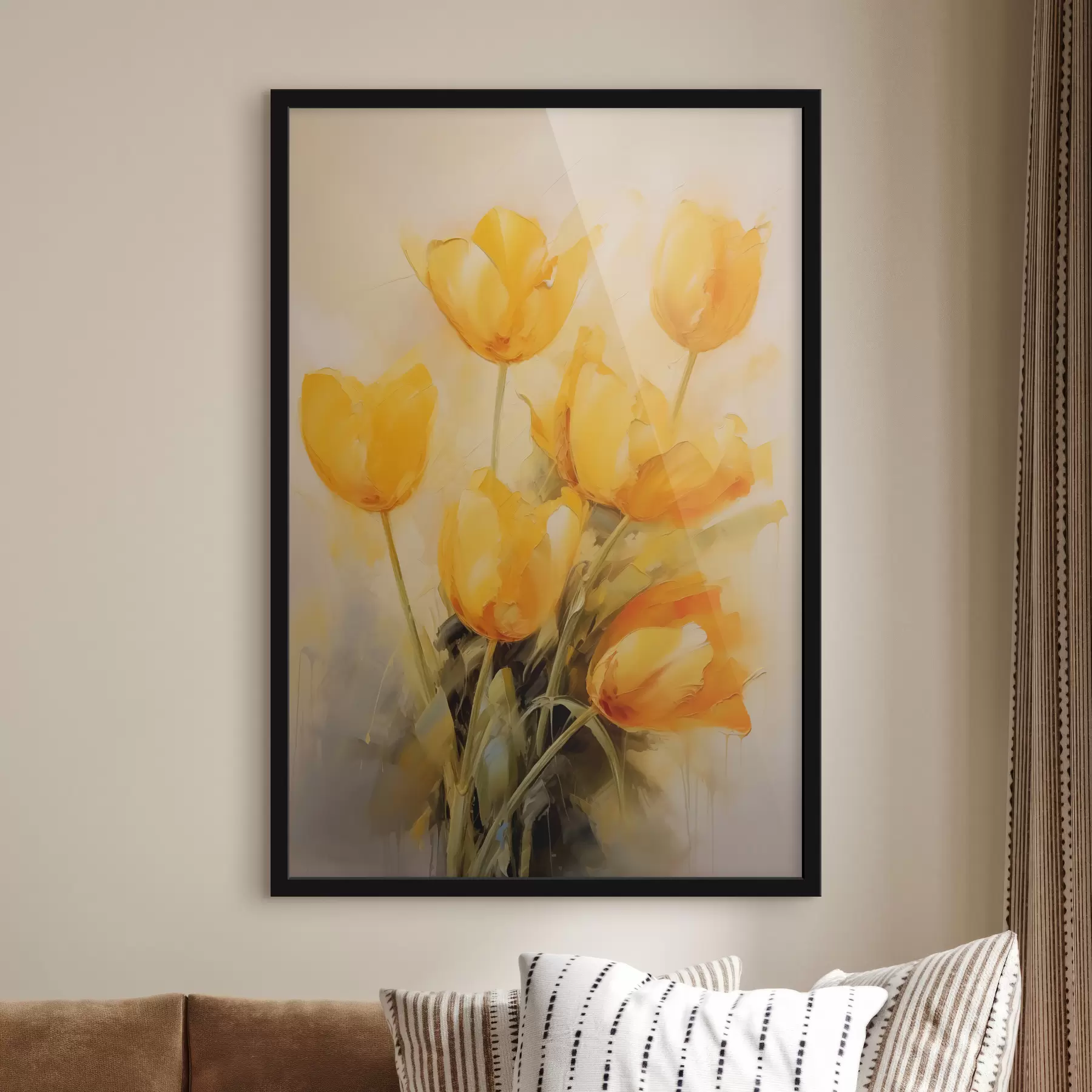  Schilderijen Gele tulpen imitatie olieverfschilderij f40318