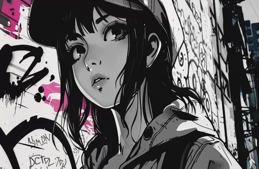 Papier peint photo Fille animée w00973