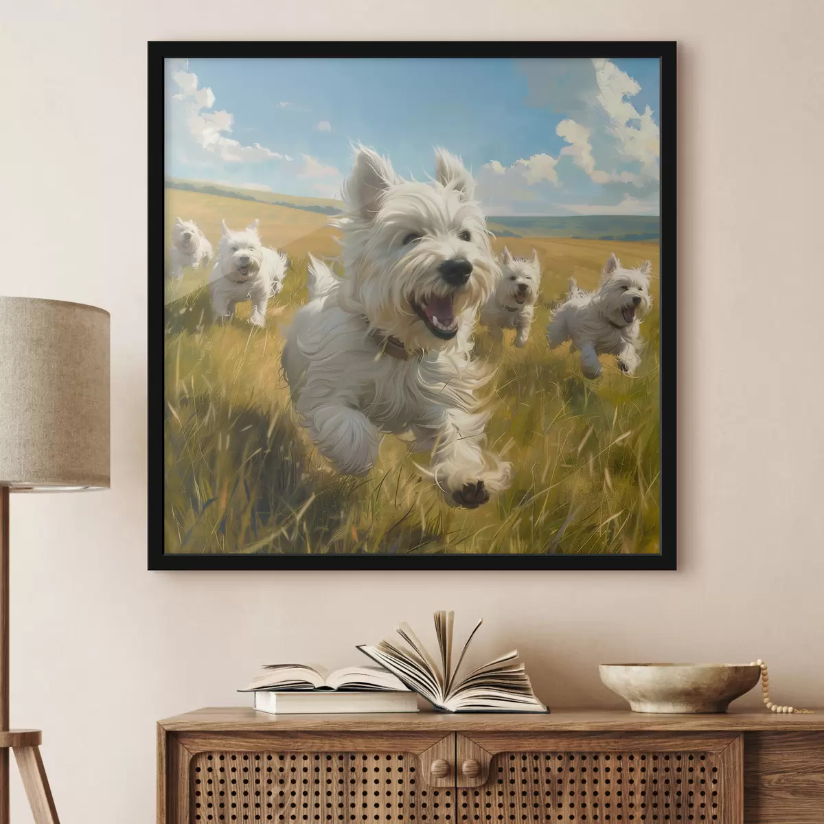 Poster Kleine puppy's in het veld f40358