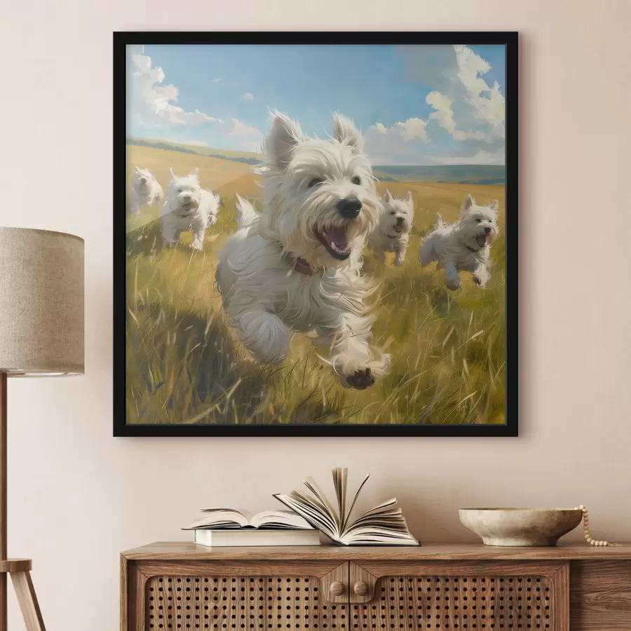 Fotobehang Kleine puppy's in het veld f40358