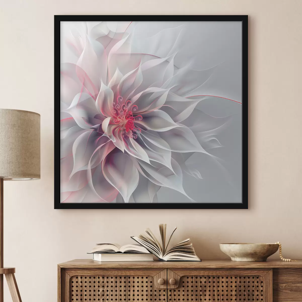 Poster Witte abstracte bloem f40360