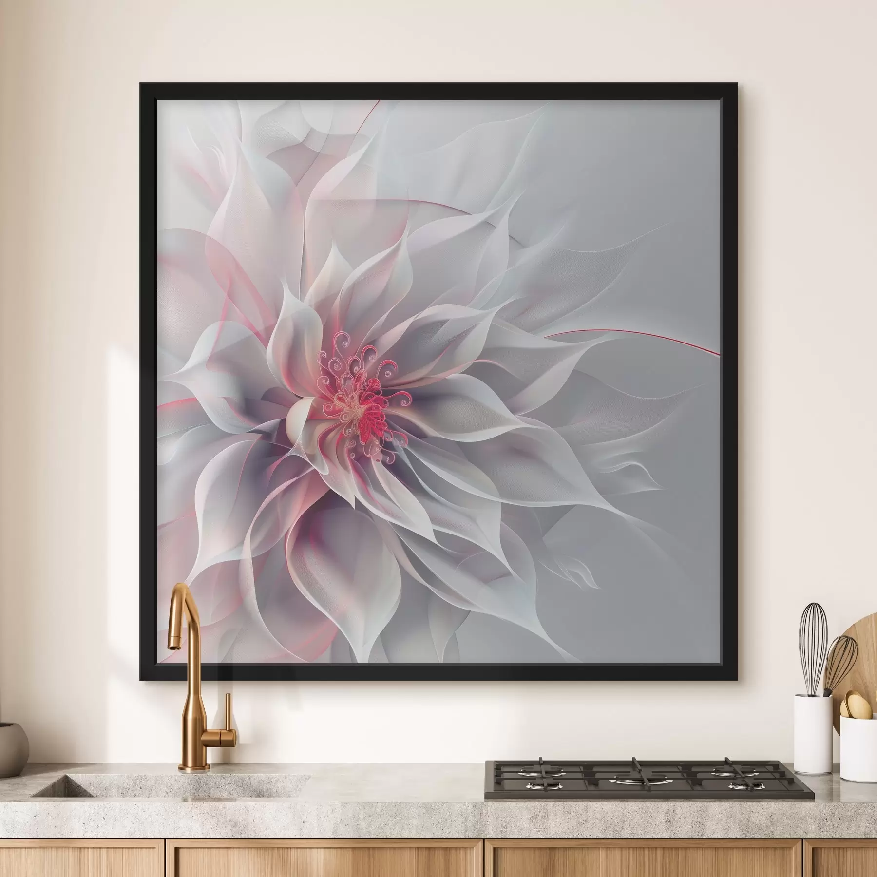  Schilderijen Witte abstracte bloem f40360