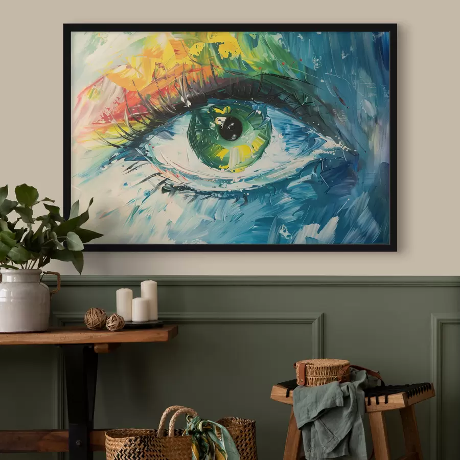  Peintures Regard lumineux, yeux verts f40365