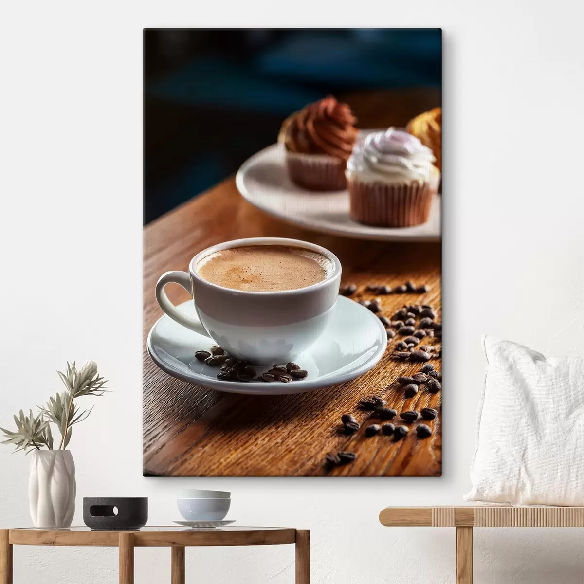  Peintures tasse de café, grains de café, gâteaux, nature morte s40417