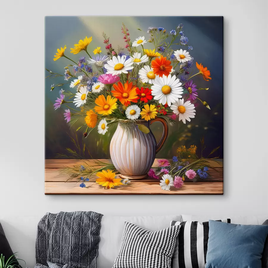  Peintures bouquet lumineux, fleurs sauvages, fleurs dans un vase s40419