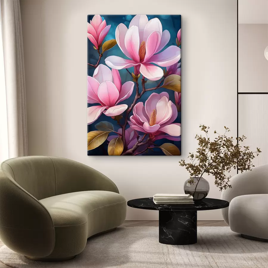  Schilderijen magnolia bloemen, roze magnolia, grote bloemen s40425