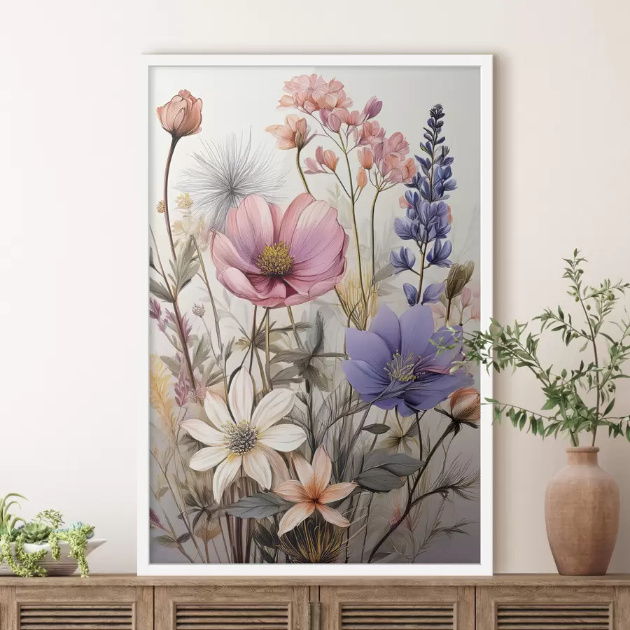 Papier peint photo fleurs sauvages, composition florale f40423