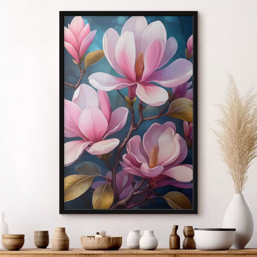 Fotobehang magnolia bloemen, roze magnolia, grote bloemen f40425