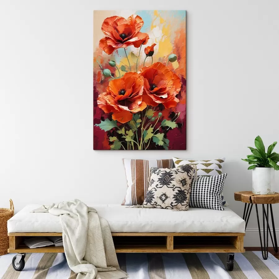 Papier peint photo Coquelicots sur fond acrylique abstrait s40323