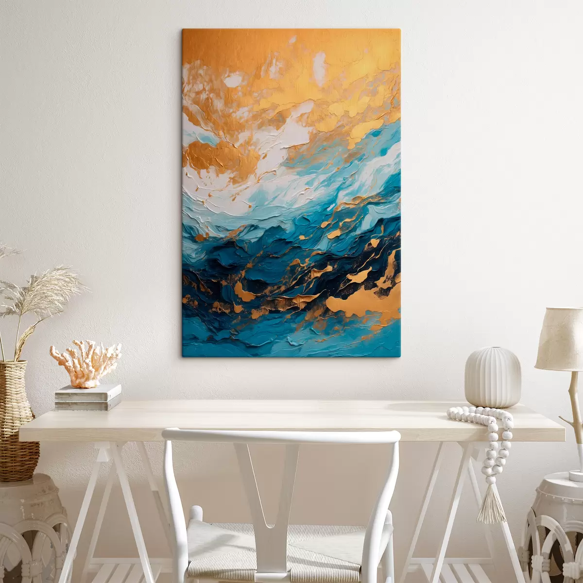  Peintures Peinture abstraite aux couleurs bleu et blanc s40328