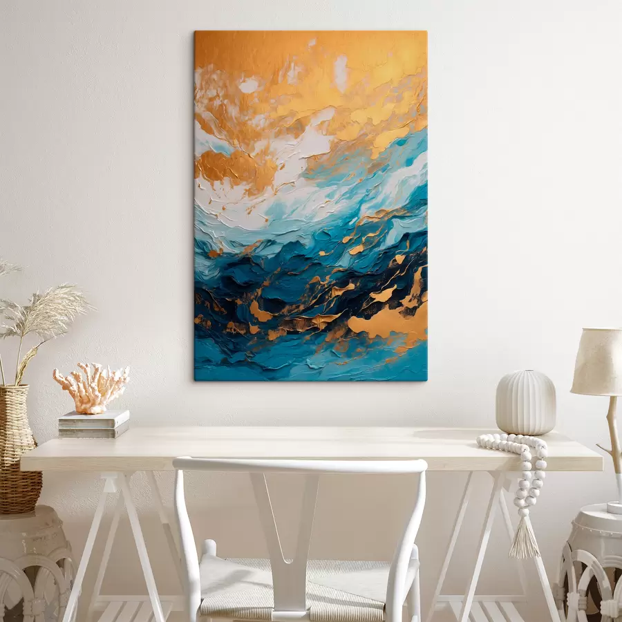  Peintures Peinture abstraite aux couleurs bleu et blanc s40328