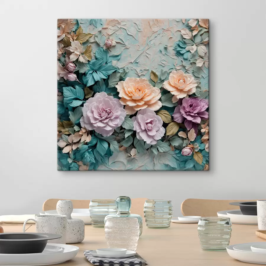  Peintures Fleurs et feuilles sur fond abstrait s40332