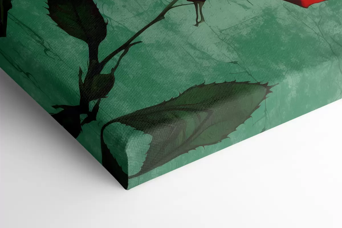  Peintures Rose sur fond vert s40339