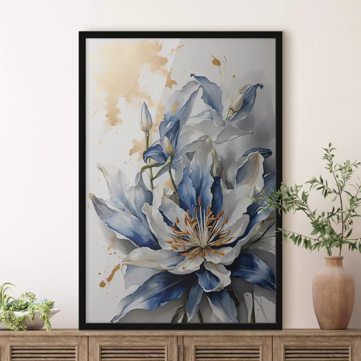 Poster Lelie op witte achtergrond f40329