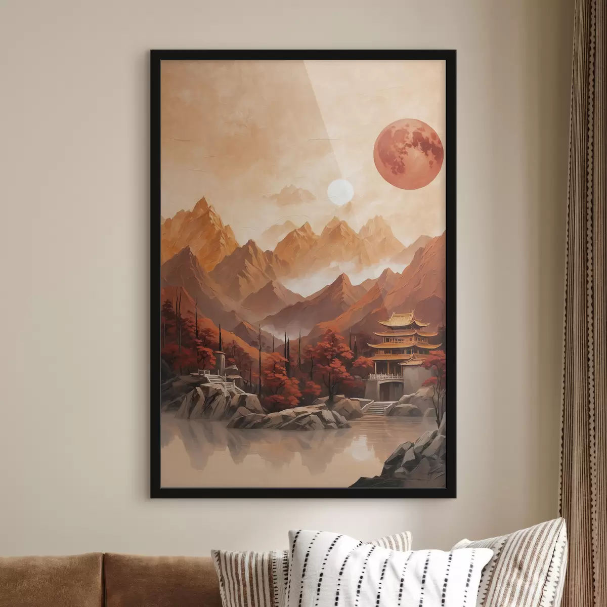 Poster Chinees historisch gebouw in de bergen f40330