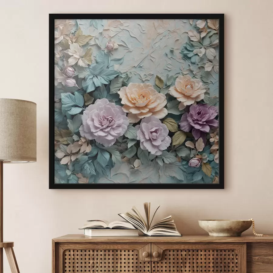 Fotobehang Bloemen en bladeren op een abstracte achtergrond f40332