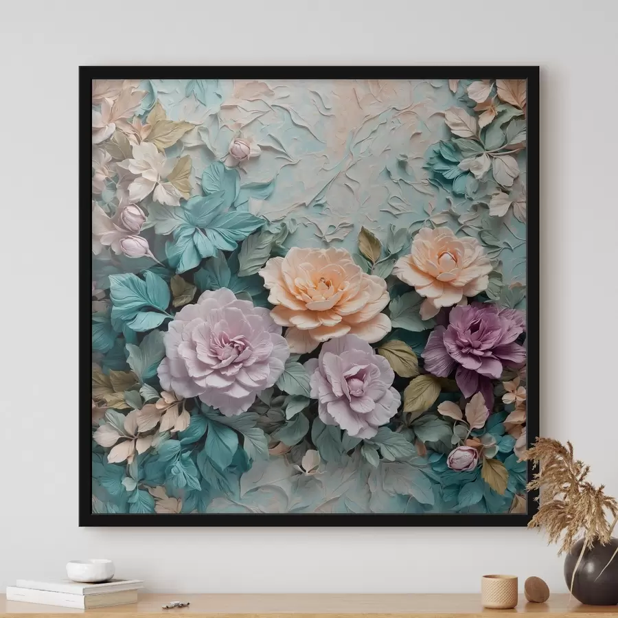 Fotobehang Bloemen en bladeren op een abstracte achtergrond f40332