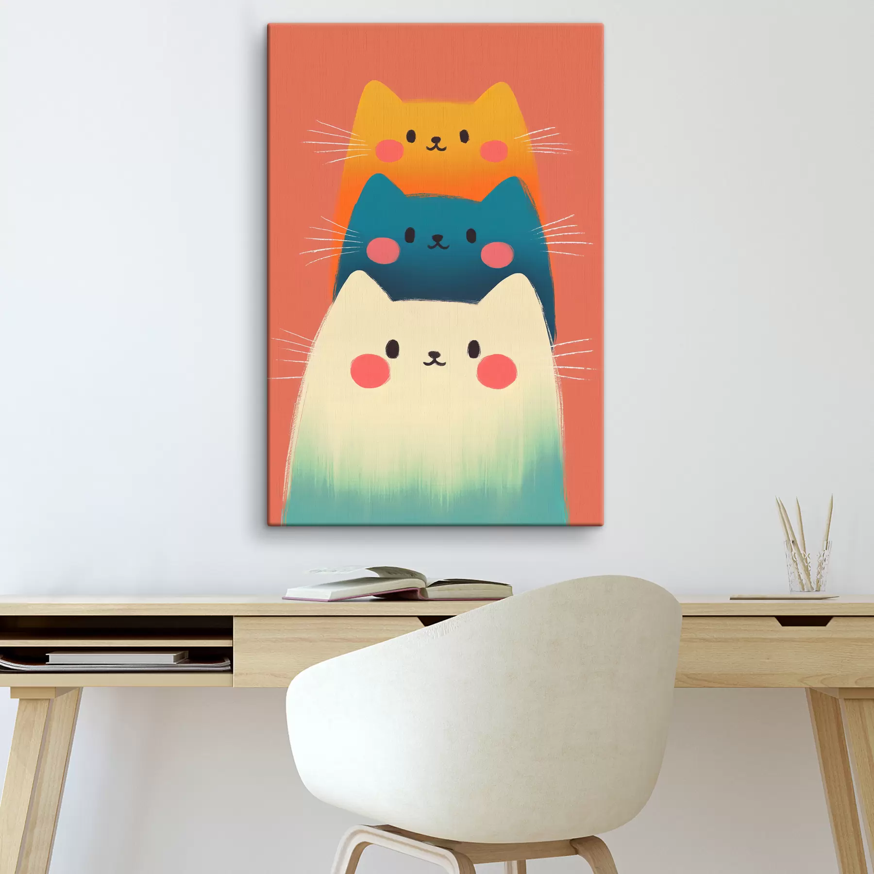 Fotobehang Drie veelkleurige abstracte katten s40431