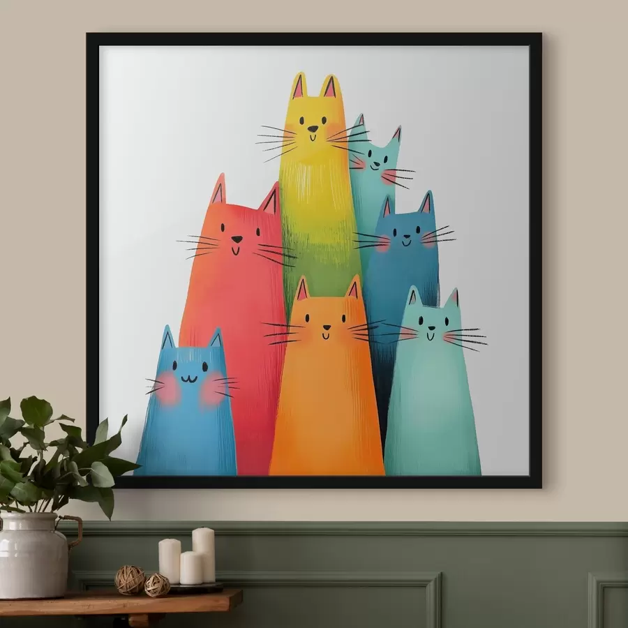  Peintures Chats multicolores abstraits f40041