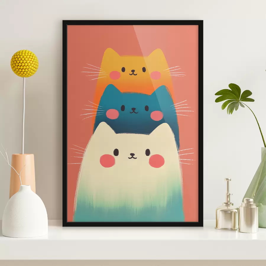 Papier peint photo Trois chats abstraits multicolores f40431