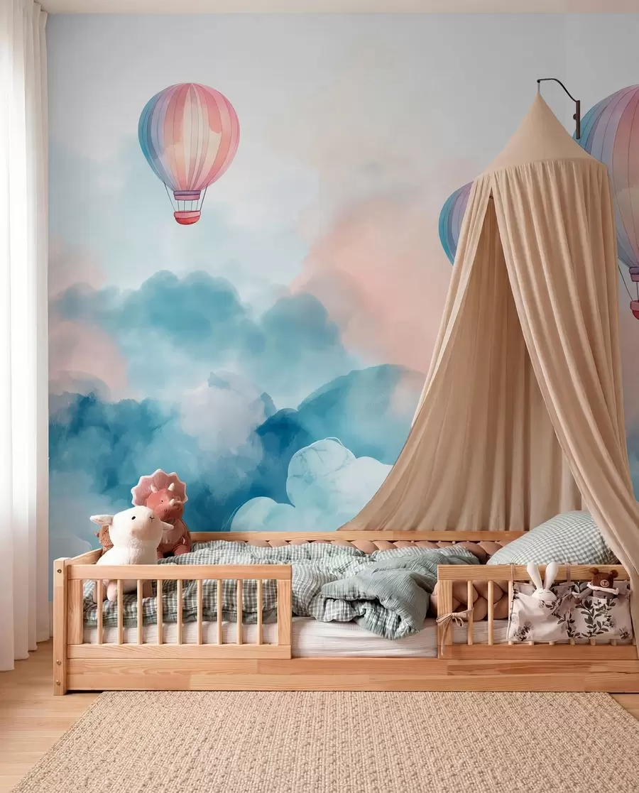 Fotobehang Aquarelballonnen in de wolken w01011