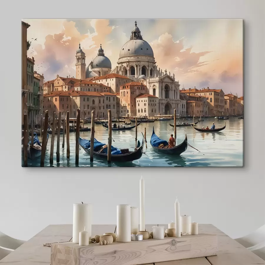  Peintures Une vue panoramique à l'aquarelle du Grand Canal à Venise, en Italie s40573
