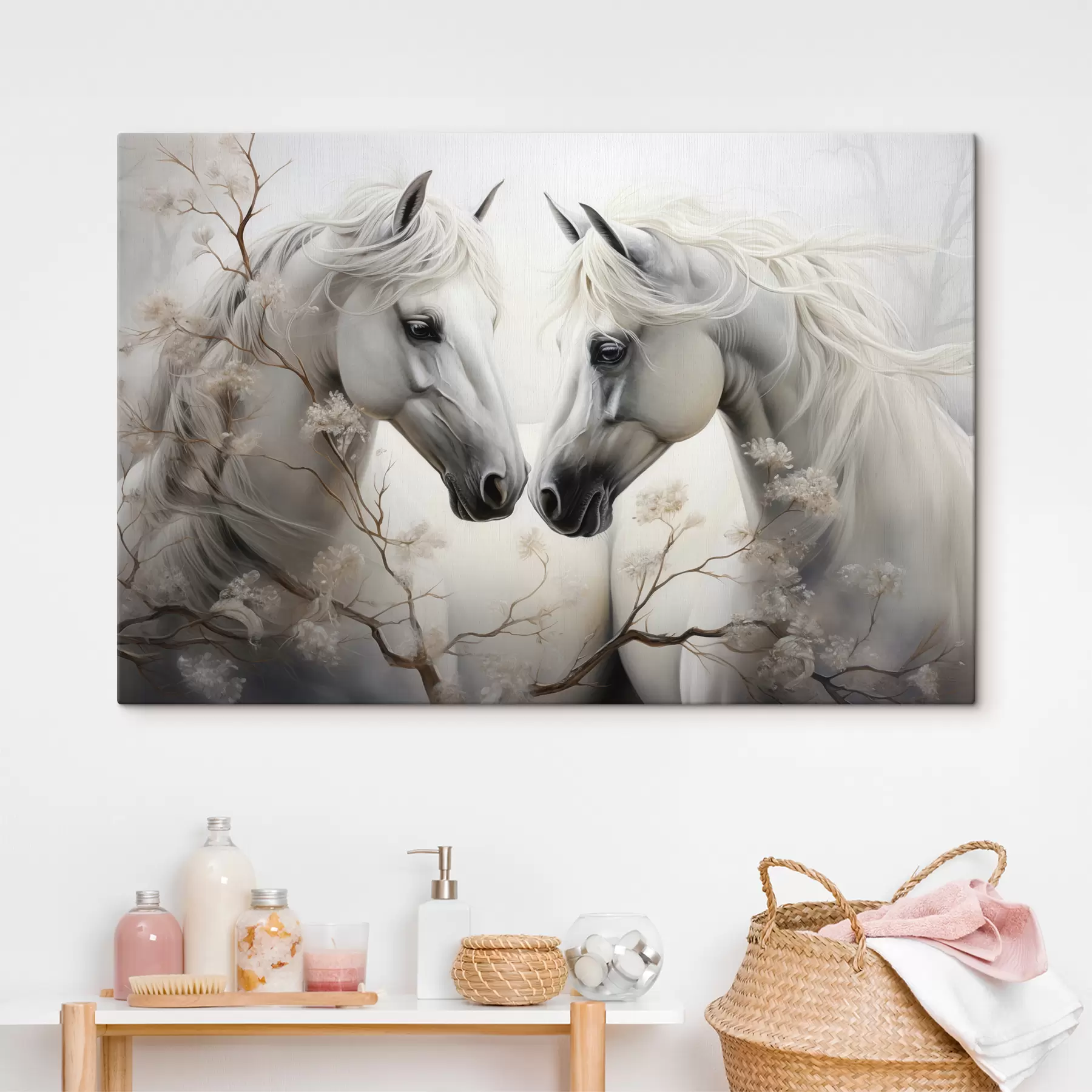 Fotobehang Twee paarden tussen de takken s40530
