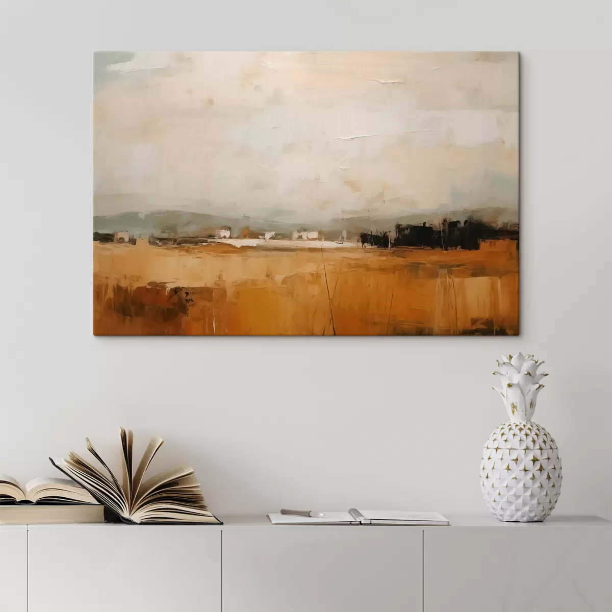  Schilderijen Abstract schilderij van een veld, imitatie van penseelstreken s40534