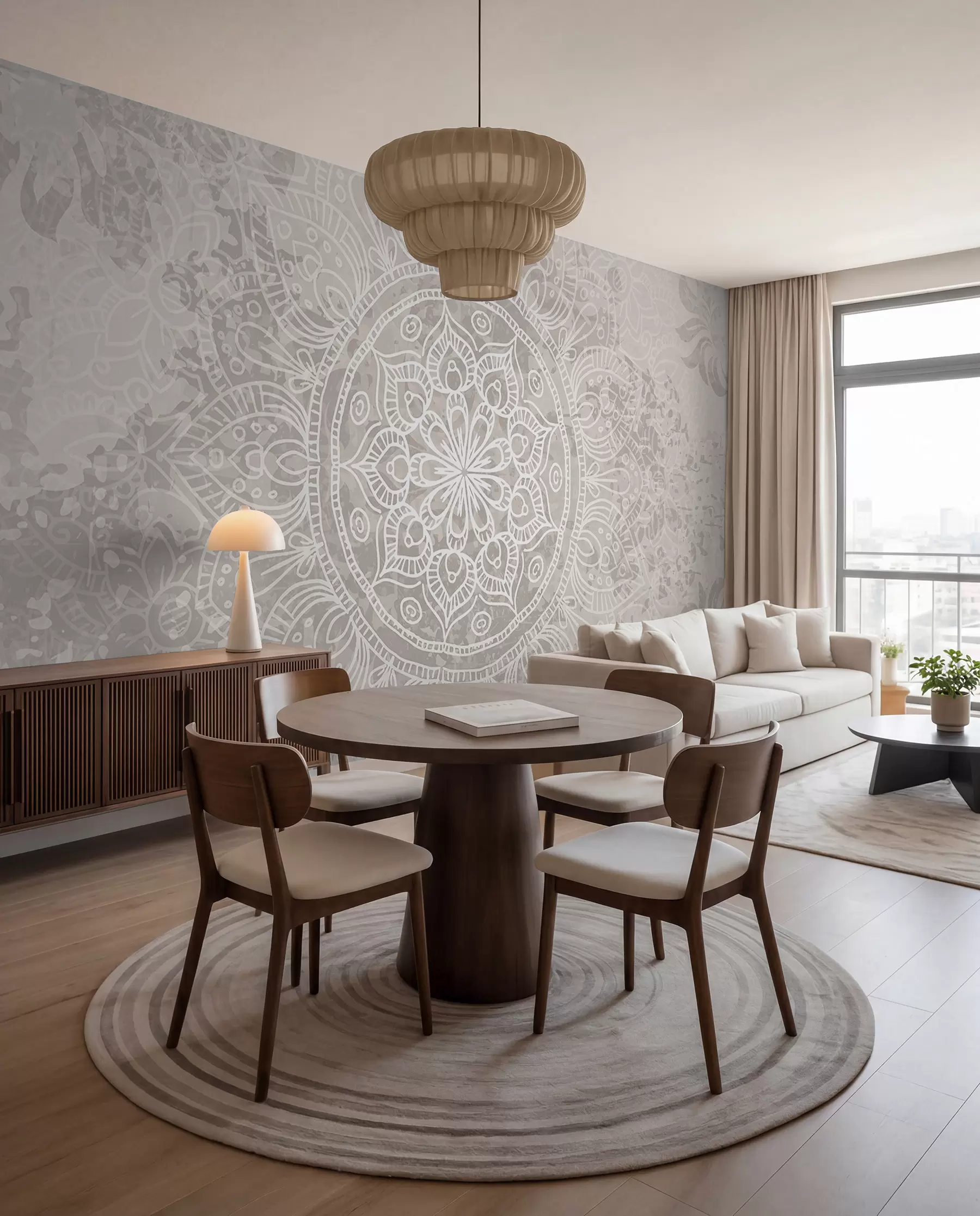 Fotobehang Mandala in fijne lijnen w08246
