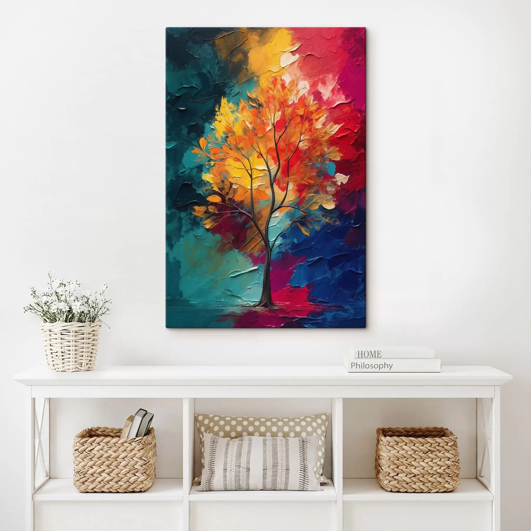 Papier peint photo Arbre multicolore sur fond acrylique abstrait s40459