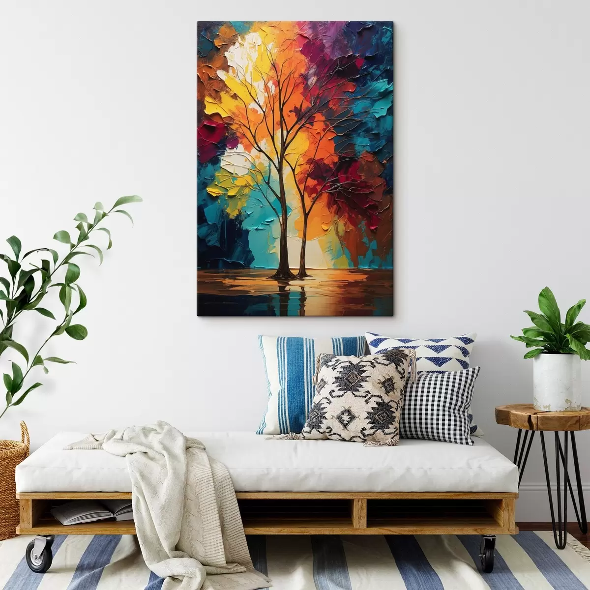  Peintures Arbres sur fond abstrait s40460