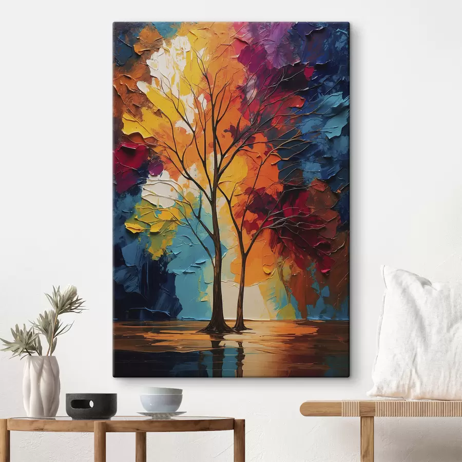  Peintures Arbres sur fond abstrait s40460