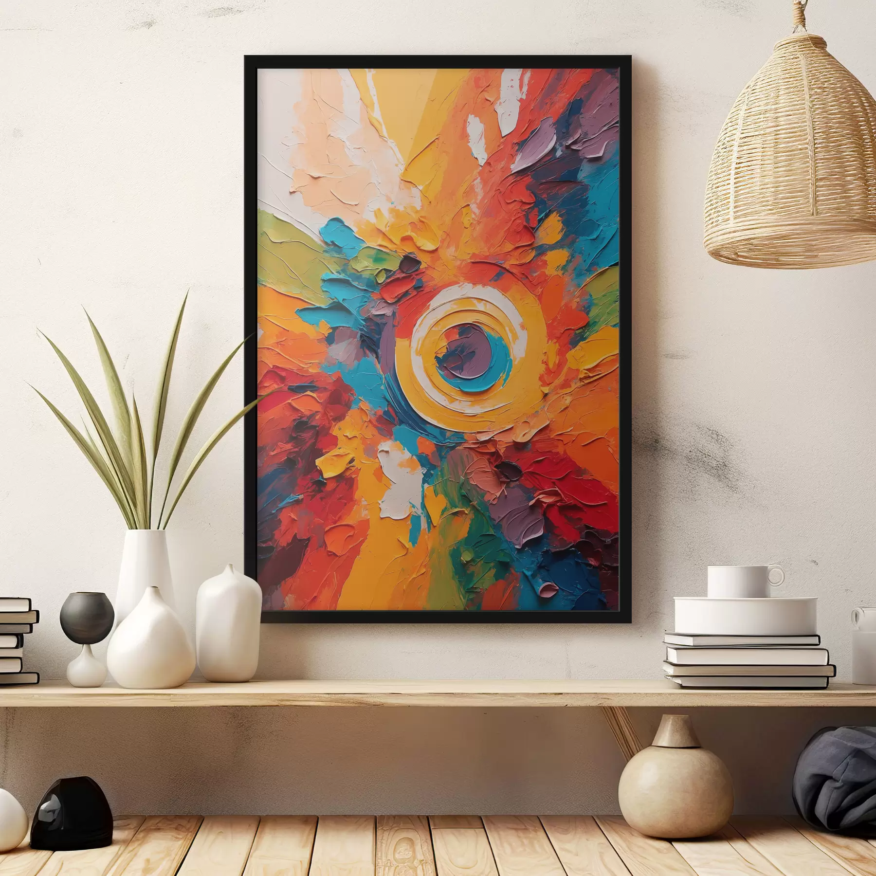 Fotobehang Abstract olieverfschilderij met cirkel in het midden f40458