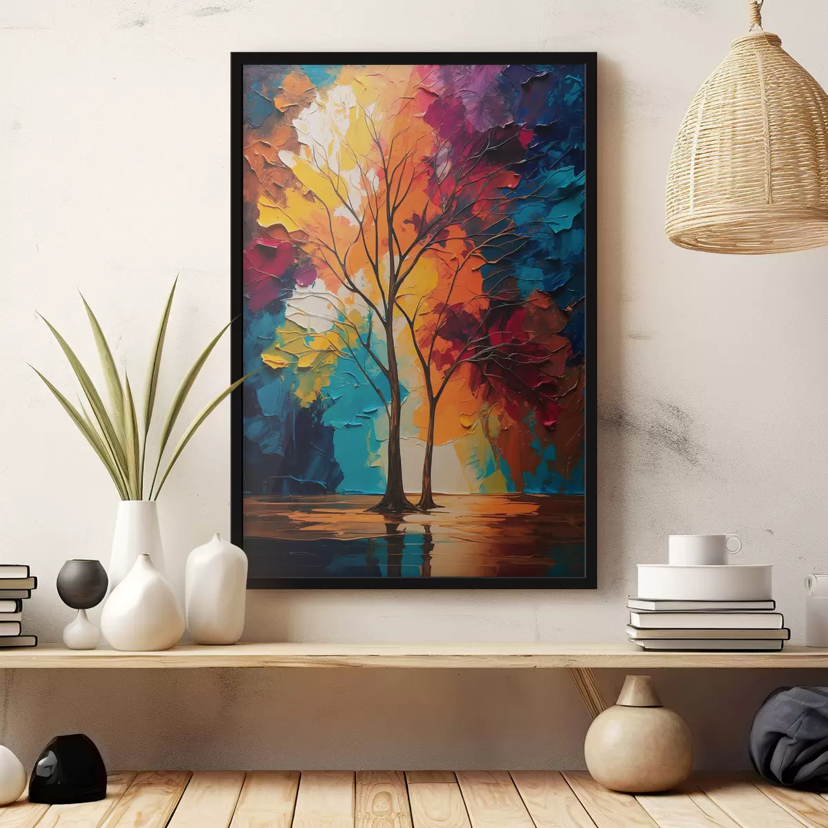 Poster Bomen op abstracte achtergrond f40460
