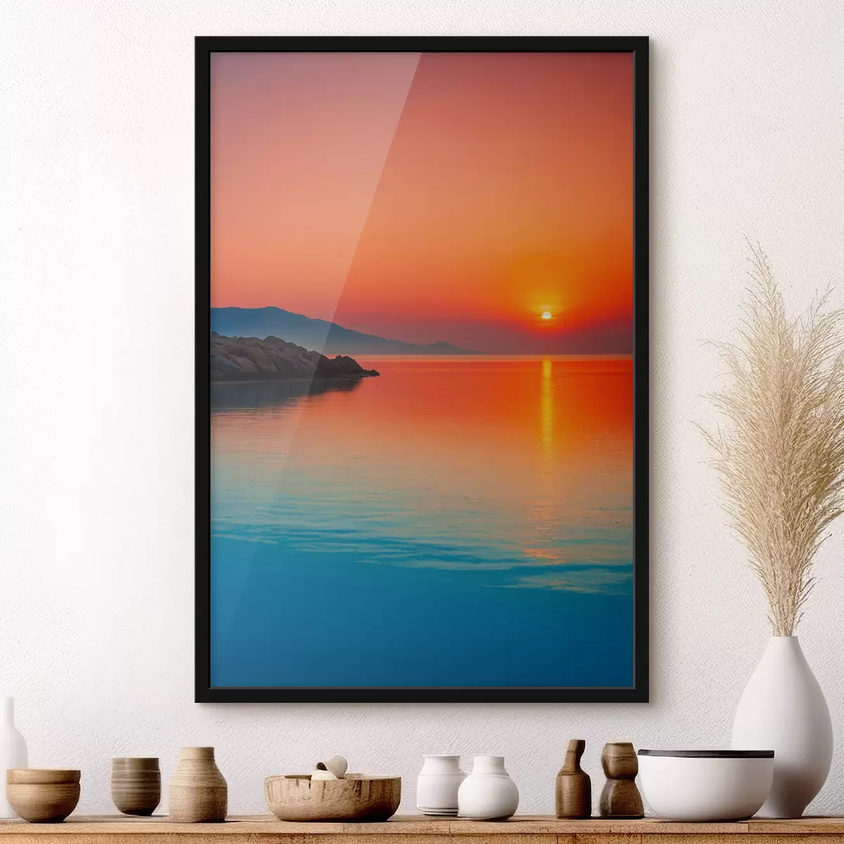 Poster Zee bij zonsondergang f40464