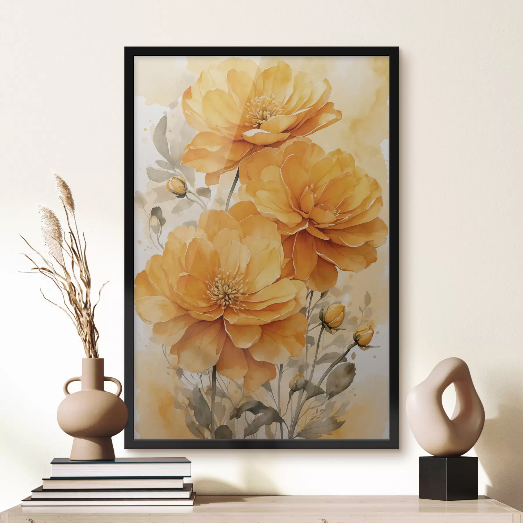 Fotobehang Gele bloemen op onscherpe achtergrond f40482
