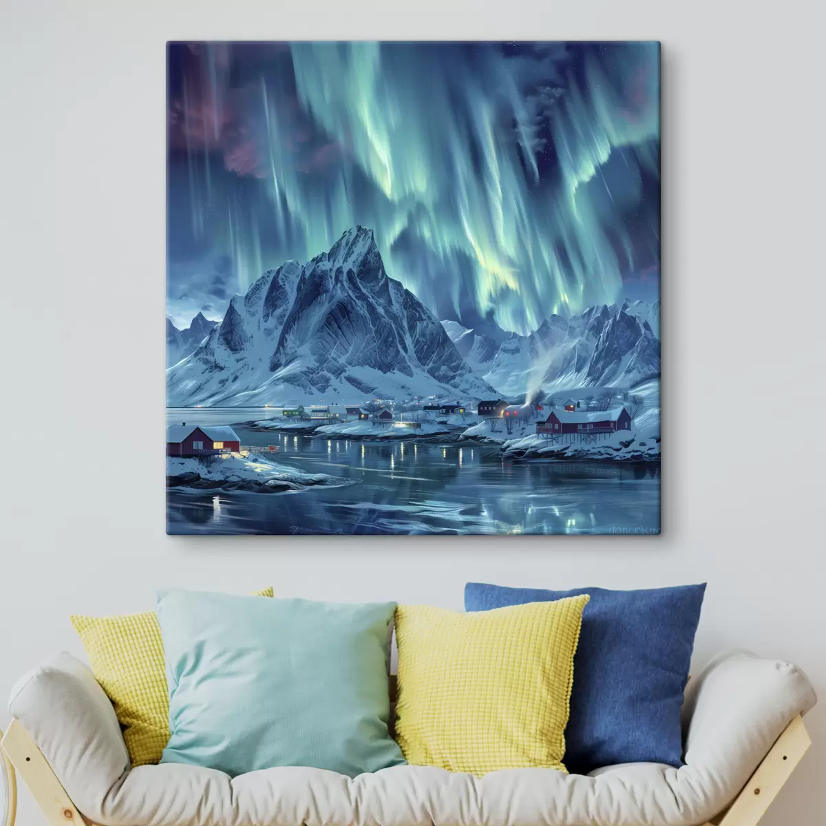  Peintures Lumières magiques, village d'hiver en Norvège s40301