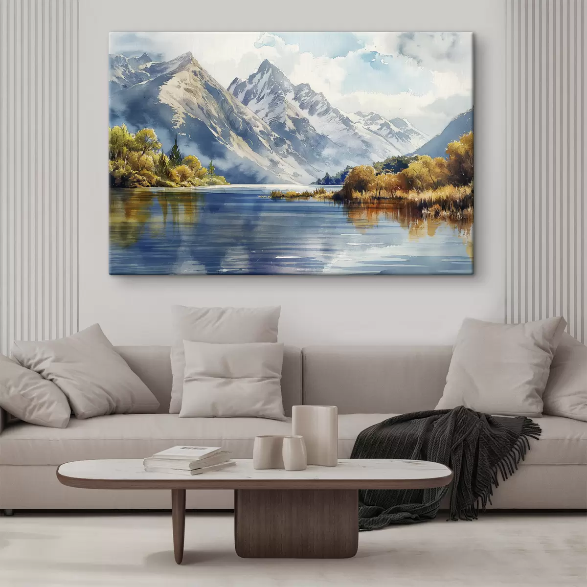  Peintures Paysage de montagnes en automne, rivière, arbres s40309