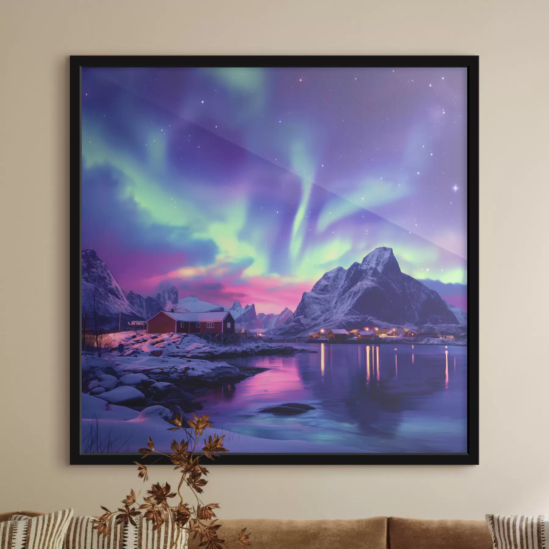  Peintures Lumières nordiques sur les îles Lofoten, Norvège nature, hiver f40298