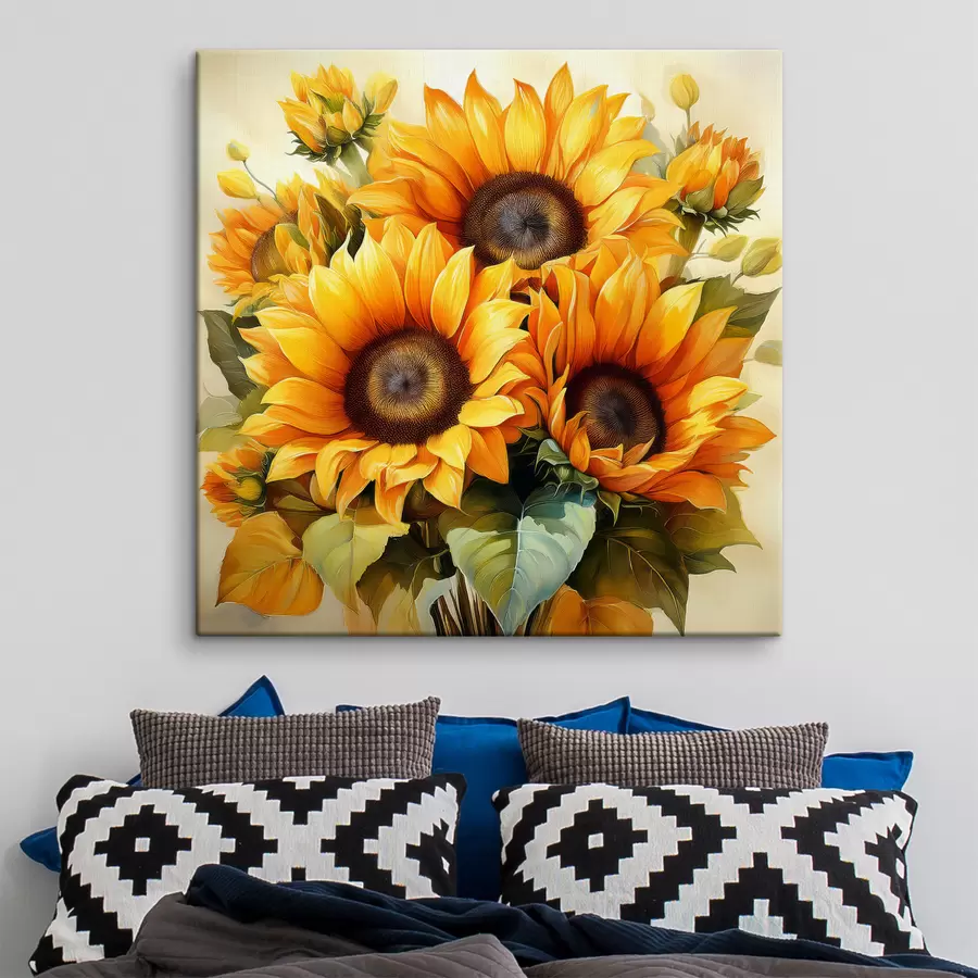Papier peint photo grands tournesols, tournesols jaunes s40710