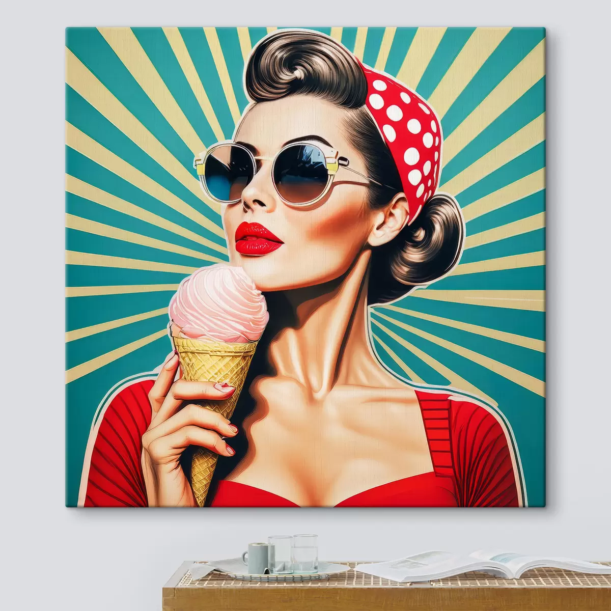  Schilderijen meisje met ijs, pop-art, pin-up, retro s40718