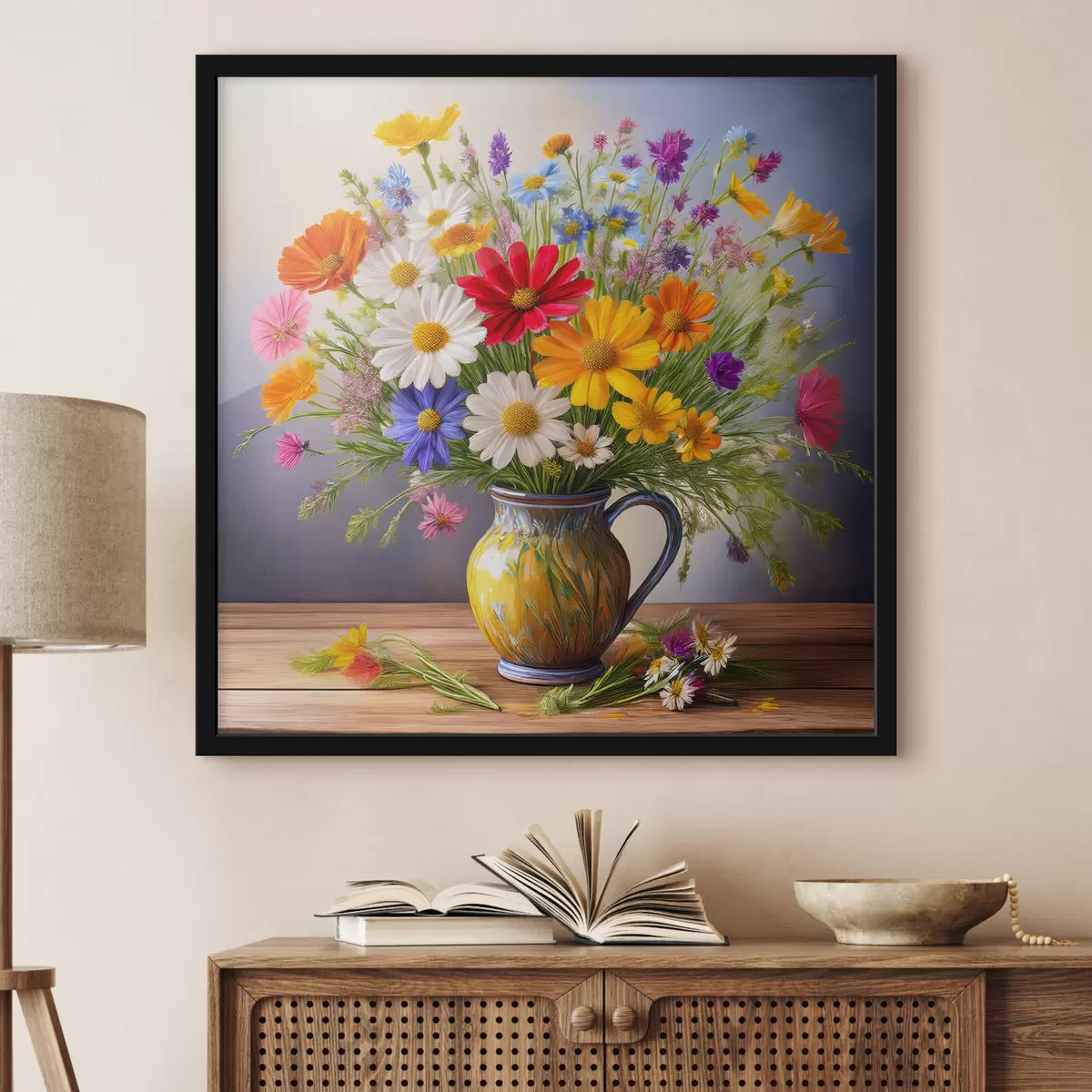 Poster een helder boeket wilde bloemen f40707