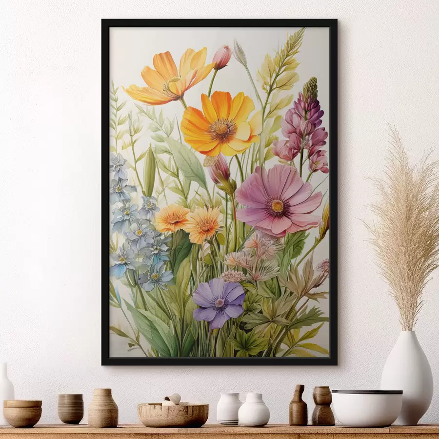 Fotobehang veelkleurige wilde bloemen, bloemstuk f40708